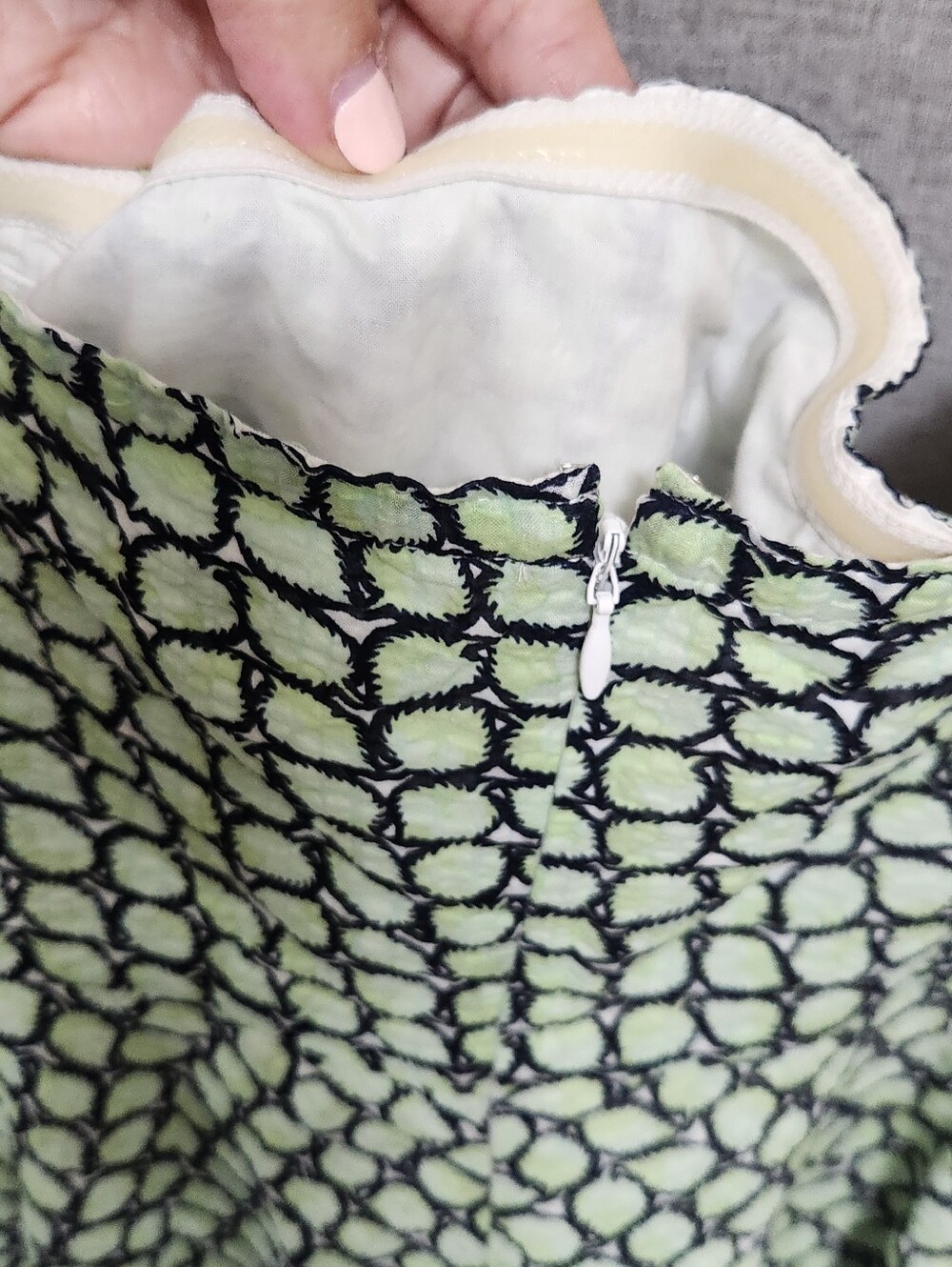 J.Crew Sea Green Leaf Print Strapless A-Line 100% Cotton Dress Size 0 - Picture 6 of 6